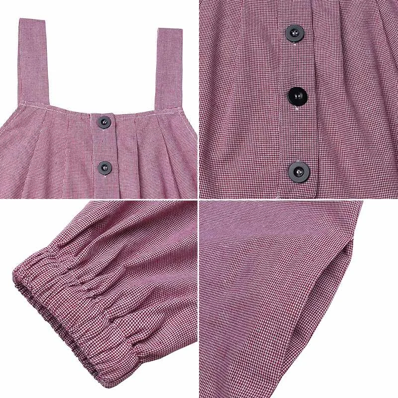 

Fashion Check Overalls Women's Summer Jumpsuits ZANZEA 2021 Casual Suspender Backless Rompers Female Button Playsuits Pants S-5X
