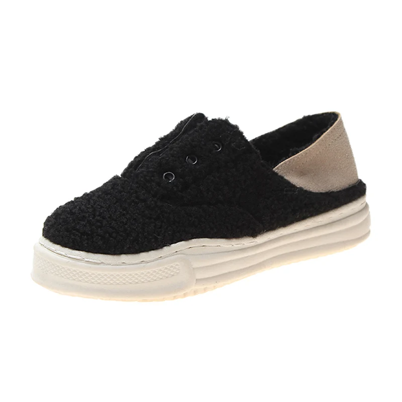 Туфли женские на шнуровке мягкие плюшевые лоферы плоская подошва Нескользящие