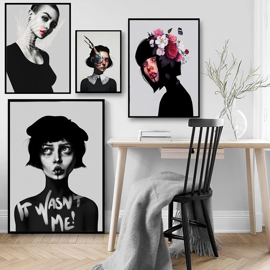 

Sexy Fashion Girl Flower Modern Wall Art Canvas Painting Nordic Aesthetic Posters And Prints Wall Pictures For Living Room Decor