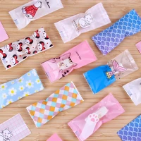 100 pcslot cartoon diy handmade nougat candy packaging bag milk candy taffy wrapper food package mini bags