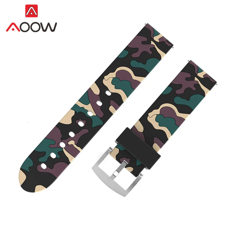 20mm 22mm High Quality Silicone Watchband for Samsung Galaxy Active 42mm 46mm Soft Camouflage Strap Bracelet Band for Gear S2 S3