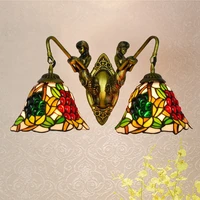 mermaid corridor double headed wall lamp american pastoral grape tiffany colored glass living room dining room glass lamp