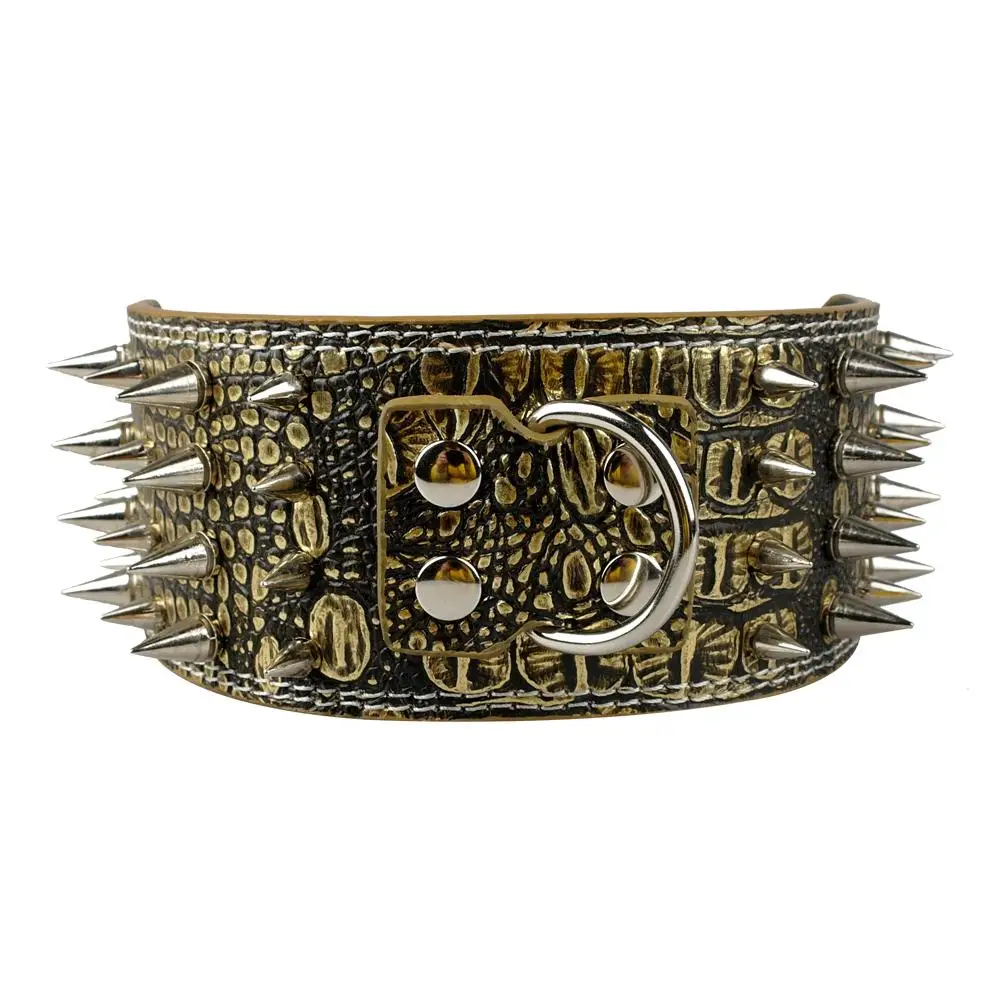 3-дюймовый широкий Шипованный кожаный собачий ошейник с шипами для больших пород