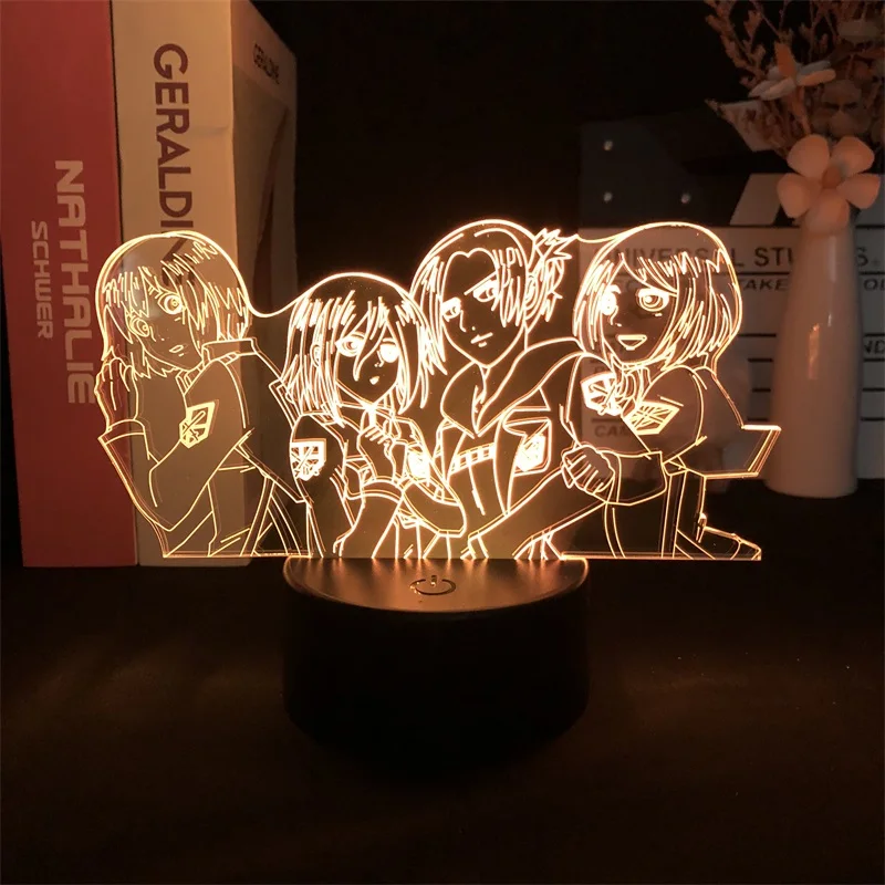 

Attack on Titan Mikasa Ackerman Japanese Anime Manga 3D Night Light Alarm Clock Bas Nightlight Table Present Indoor Children