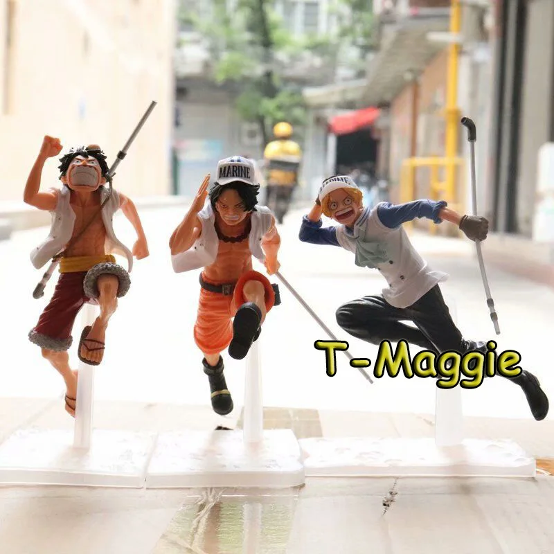 

16CM Anime One Piece Three Navy Brother Monkey D Luffy, Sabo And Portgas D Ace PVC Action Static Collection Ornaments Toy Gift