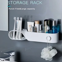 bathroom wall mounted shelf shower storage rack shampoo tray stand toothbrush holder punch free bath organizer household shelves