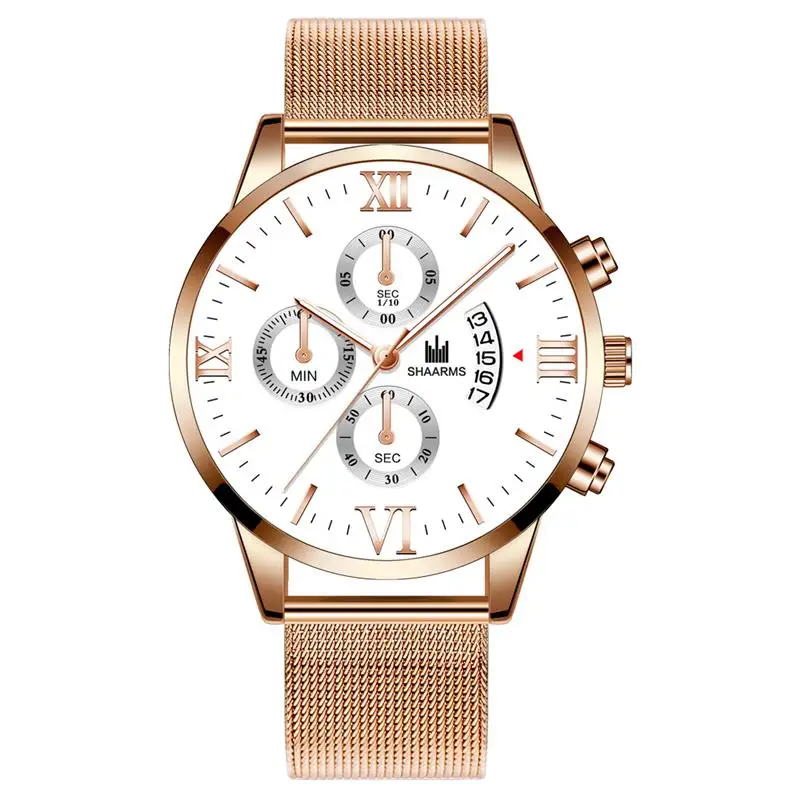 Rose Gold White SHAARMS наручные часы Мужские Роскошные Брендовые повседневные кварцевые часы мужские спортивные часы ультра тонкие мужские часы Relogio Masculino дропшиппинг - Цвет: Rose Gold White