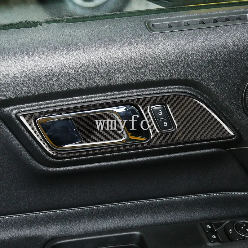 

carbon fiber Door inner Handles Door Bowl Decorative for Ford Mustang Car Stickers Car-Styling 2015 2016 2017 2018 2019 4pcs