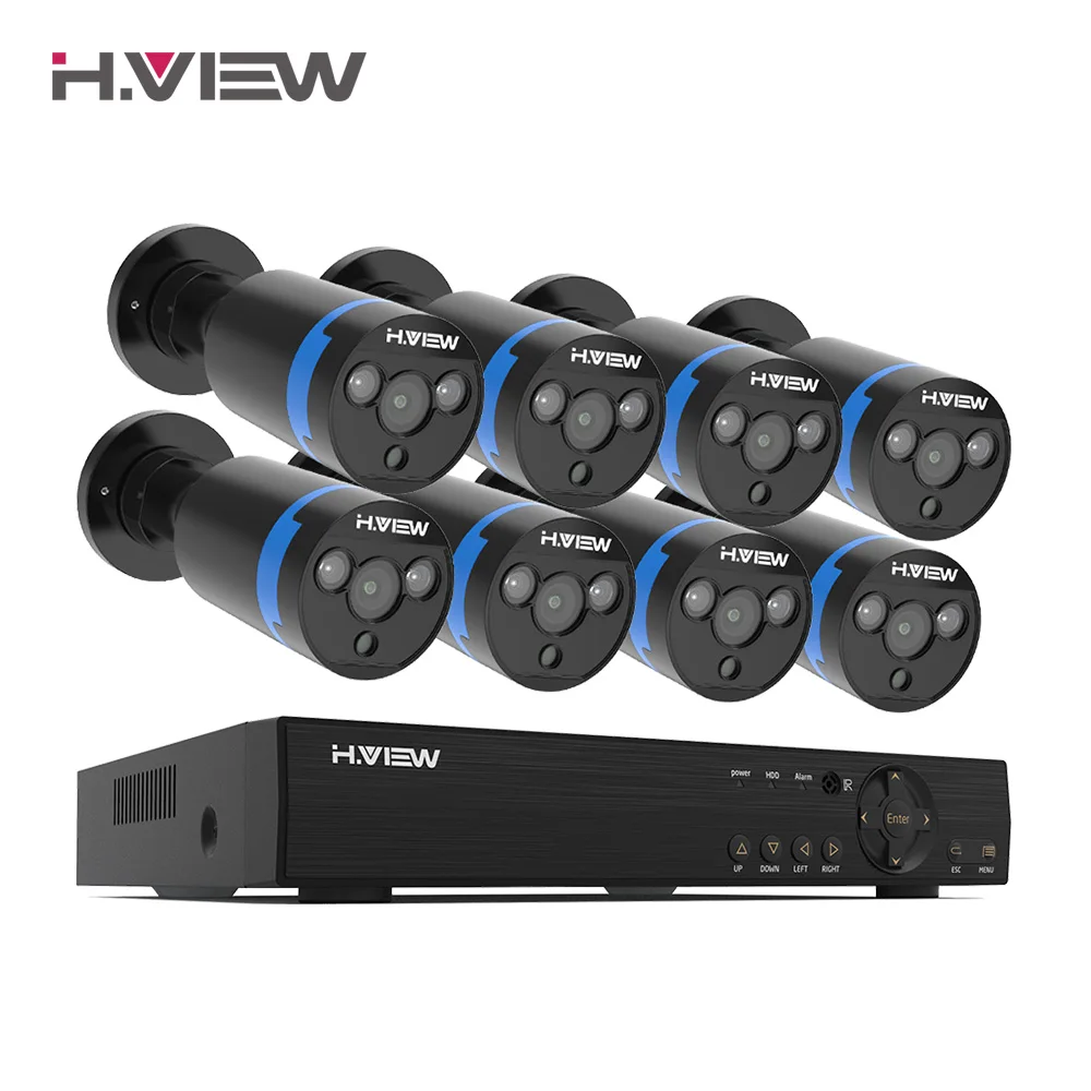 H. View 16CH система видеонаблюдения 8 1080P уличная камера безопасности 16CH CCTV DVR комплект видеонаблюдения iPhone Android Удаленный просмотр