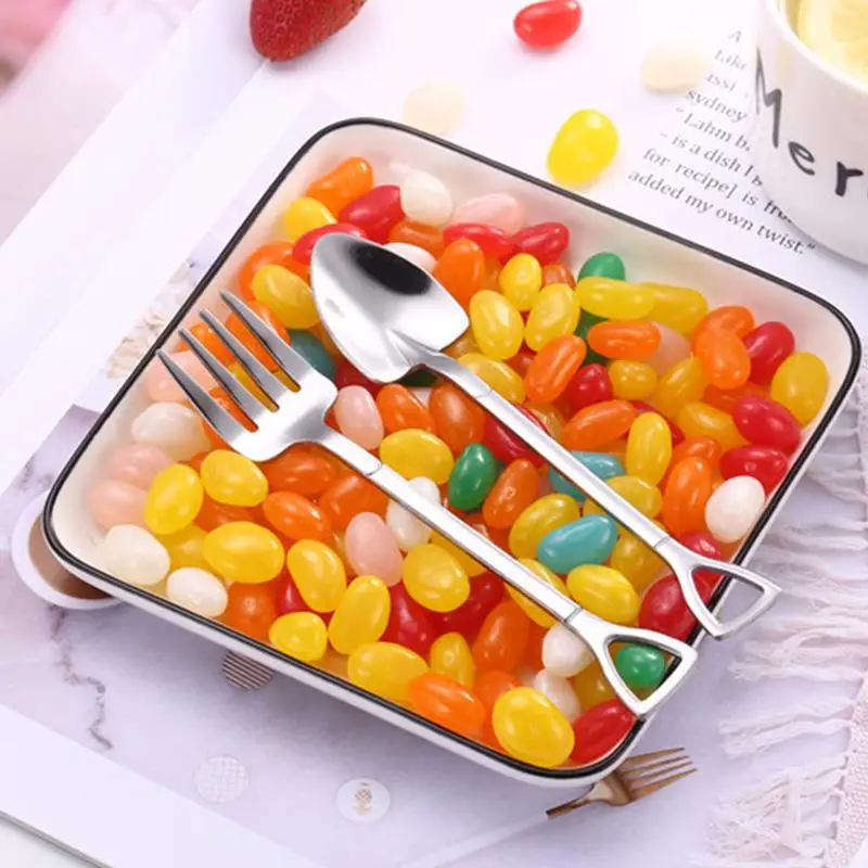 

Stainless Steel Teaspoon Dessert Fork Mini Scoop-shaped Coffee Sugar Spoon Ice Cream Dessert Spoon Fork