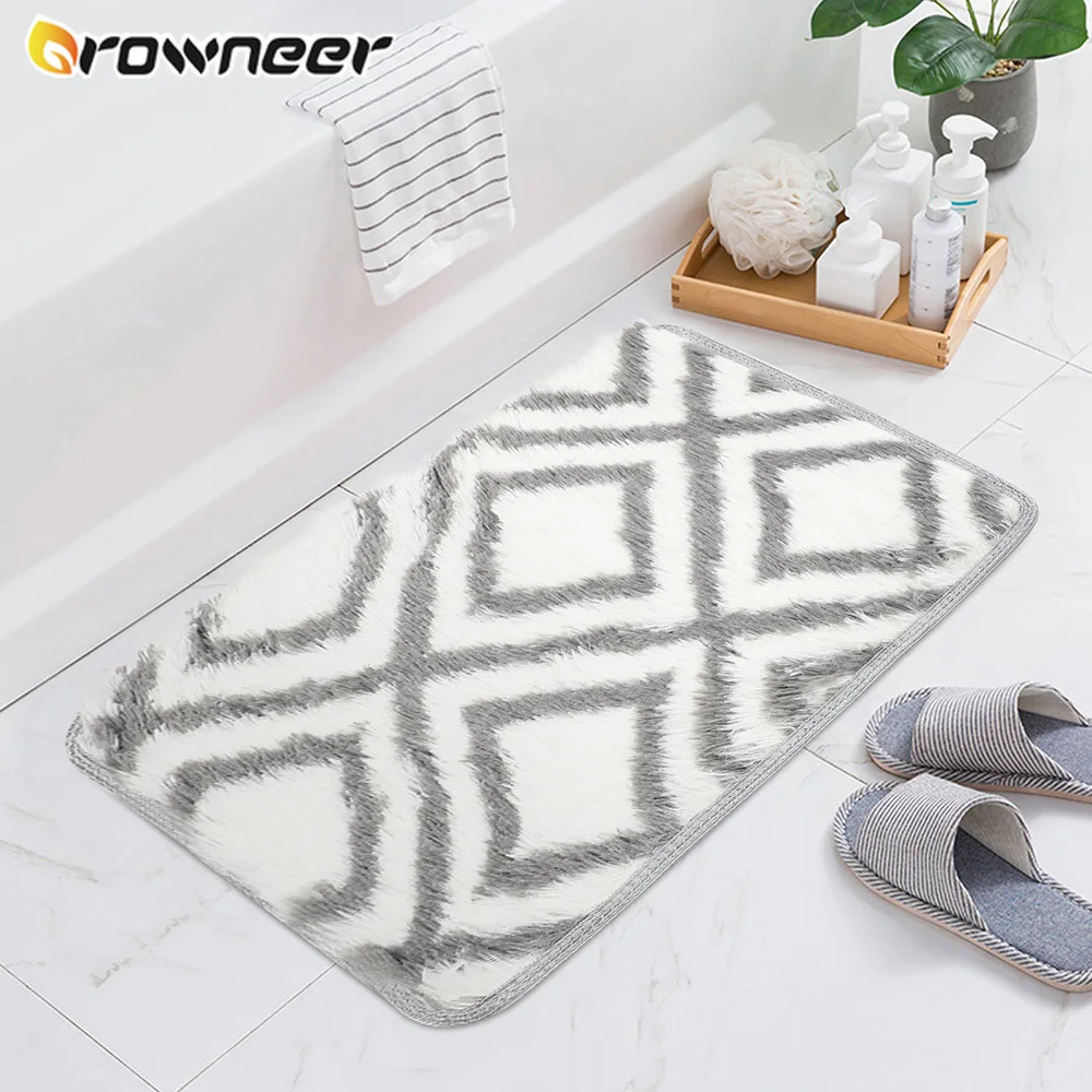 

Современный простой коврик для ванной, длинный плюшевый нескользящий напольный коврик, Впитывающий Коврик для входной двери, боковой ковер...