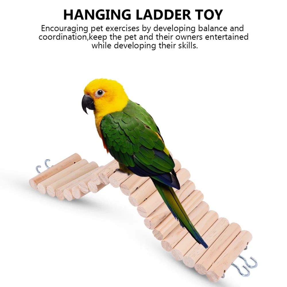 

Bird Wooden Ladder for Parrot Pet Swings Hamster Chew Hanging Bridge