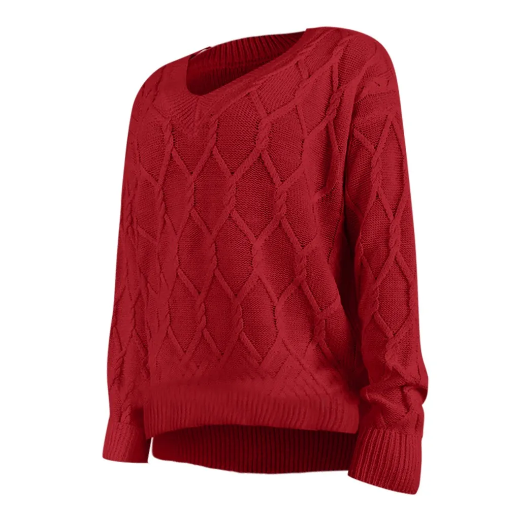 Свитер женский повседневный блузка с V образным вырезом однотонные свитера топы