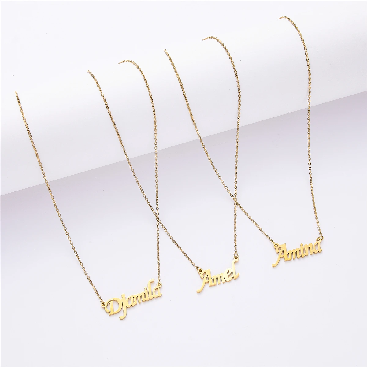 

2021 Oct Fashion Stainless Steel Necklace Gold Color Letter Name Choker Necklace For Women Pendant Jewelry