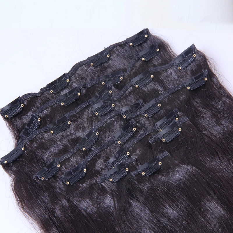 Светильник-итальянские прямые накладные человеческие волосы на клипсе полный