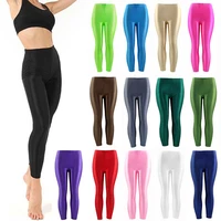 women 1pc popular trousers leggings large size solid color pant for girl casual elastic fluorescent spandex shiny 2020 new