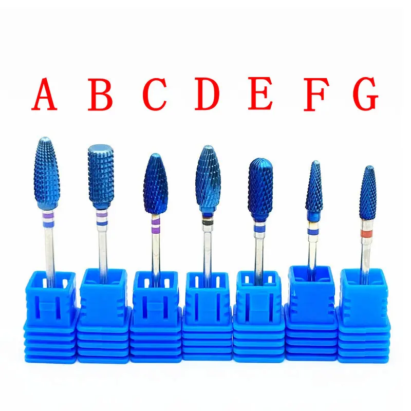 

7 Type Blue Tungsten Carbide Burs Nano Coating Nail Drill Bit Dental Blue Tungsten Carbide Polisher Dental Pedicure Tools