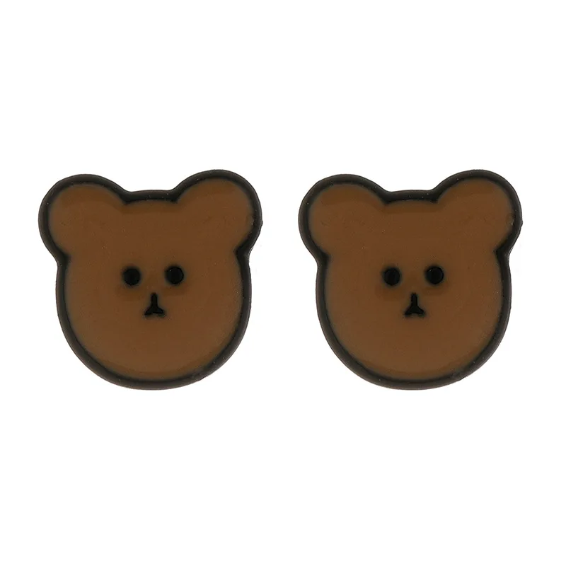 

2020 New Arrival Trendy Cute Enamel Bear Head Stud Earrings Korean Clip On Earrings Without Piercing for Women Girl Female