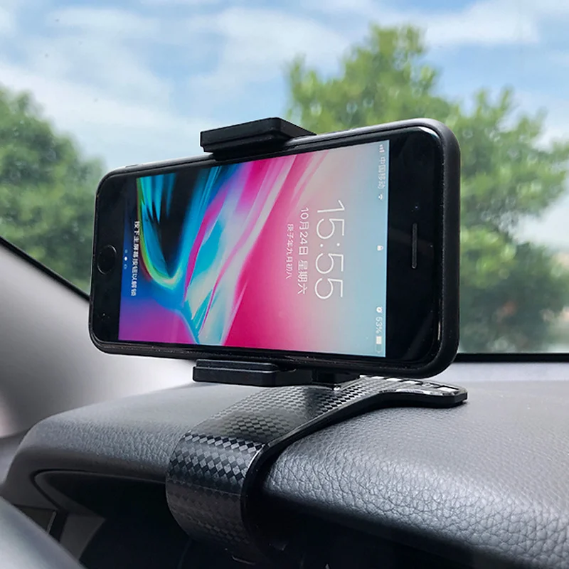 

HUD Car Phone Holder Dashboard Clip Mount Adjustable Auto GPS Navigation 360 Rotation Stand Snap-on Clip Phone Bracket
