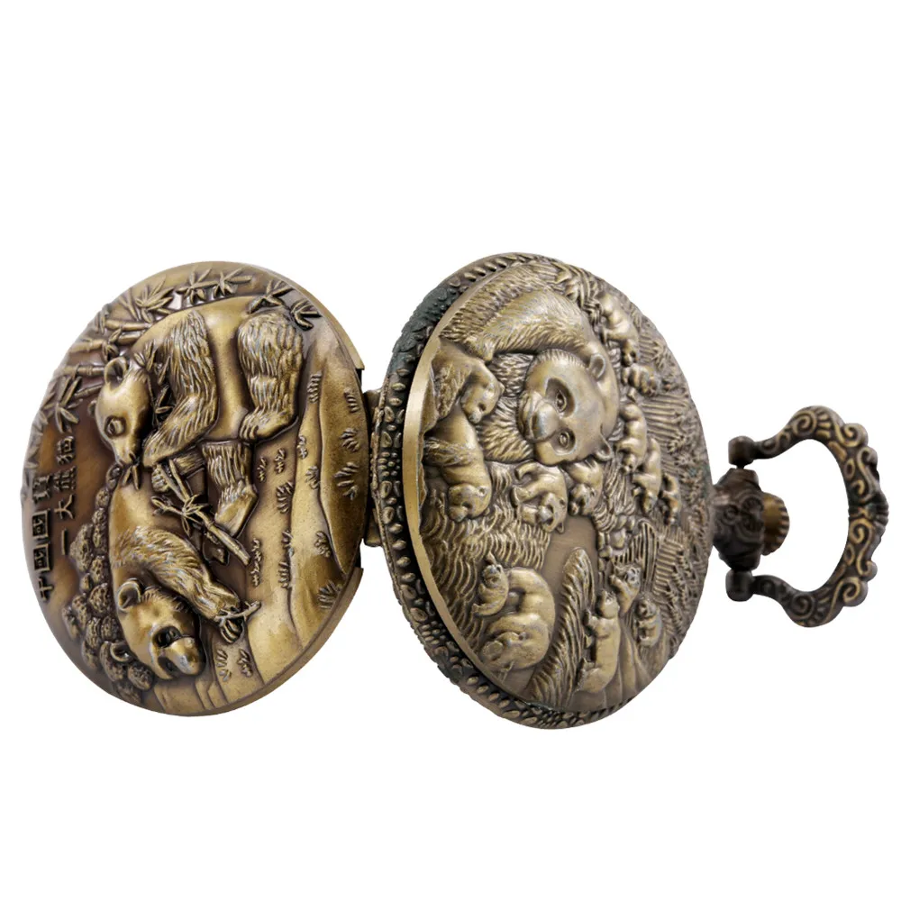 Редкие милые кварцевые карманные часы с изображением панды сувенирная коллекция