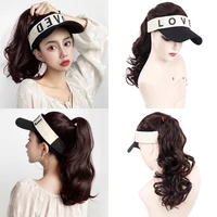 baseball cap wigs long wavy wigs synthetic wigs with baseball cap 16 inches baseball hat wig for women