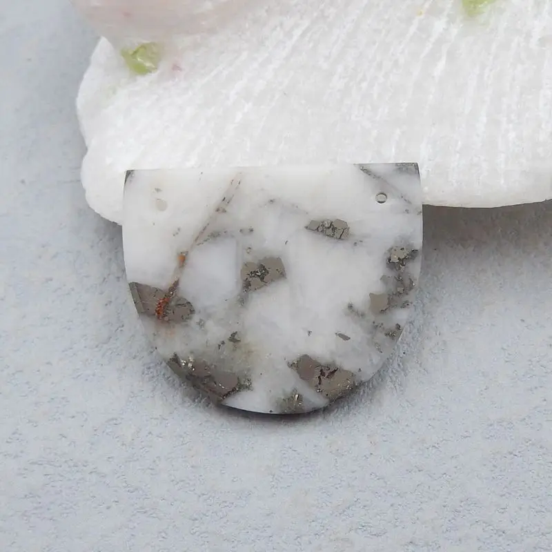

Natural Pyrite Gemstone Double Holes Pendant Bead 30x25x3mm 5g Fashion Jewelry For Moving Accessories