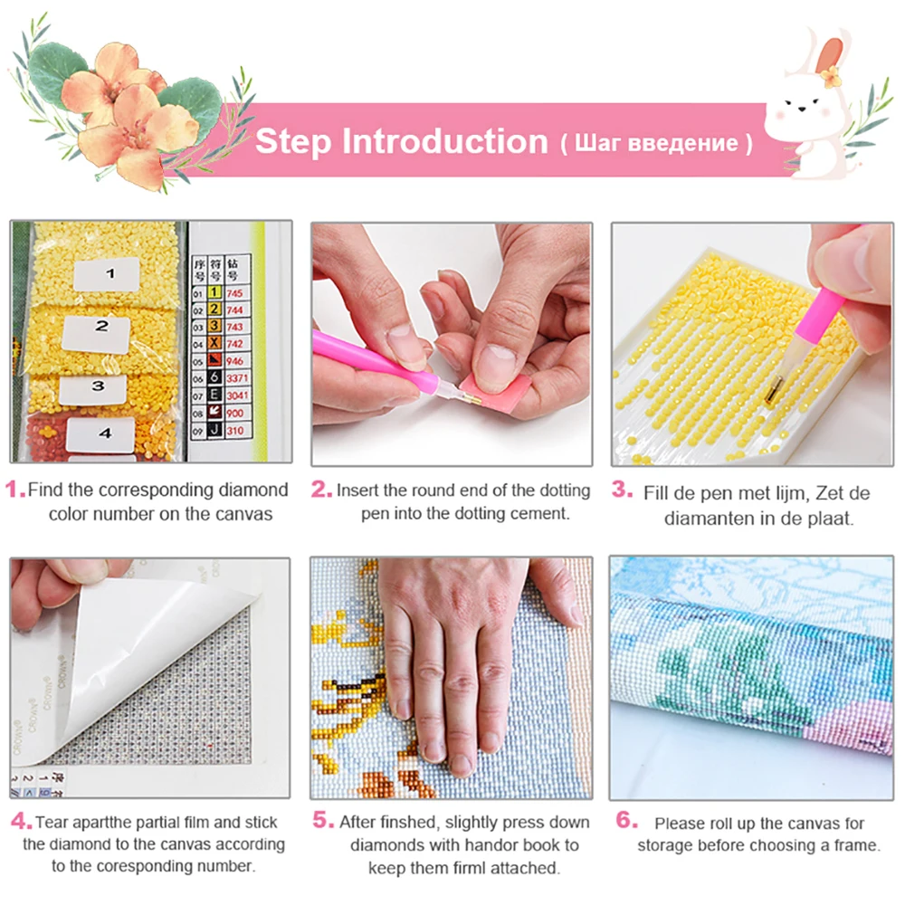 

QIZITENG 5D DIY Diamond Painting Tulip Flower Square/Round Diamond Mosaic Embroidery Cross Stitch Kit Home Decoration Gift