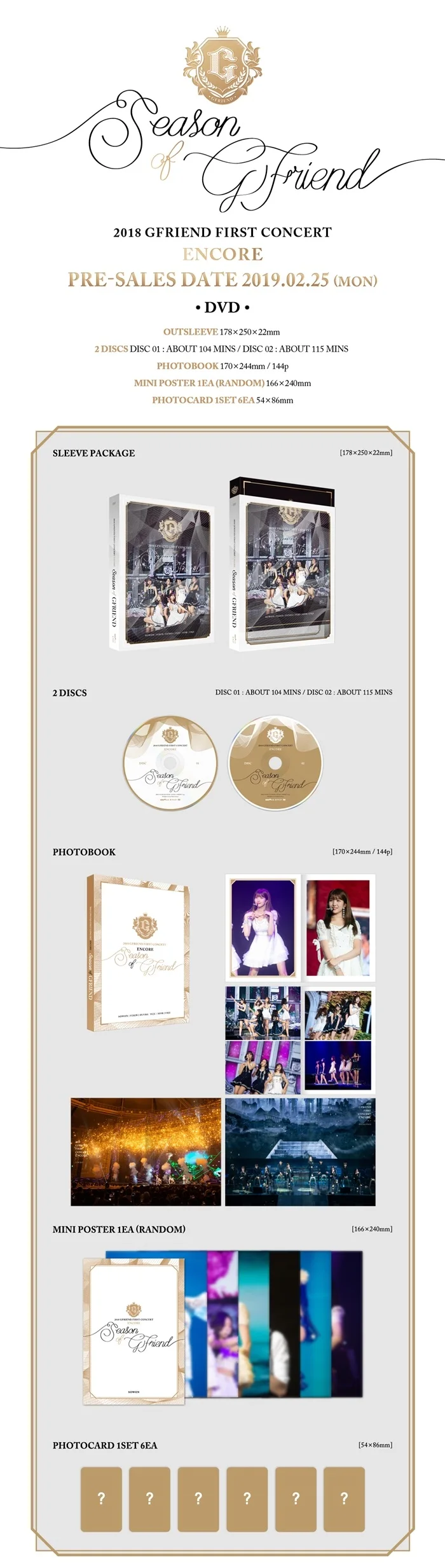 [MYKPOP]~ 100% Официальный оригинал ~ 2018 GFRIEND первый концертный бис: сезон DVD/Blu-Ray-SA19091001 |
