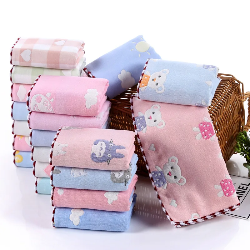 

Towel Cotton Six Gauze Cartoon 25*50cm Children Small Towel Kindergarten Baby Wash Face Sweat Wiping Bathroom Hair Wrap Facial