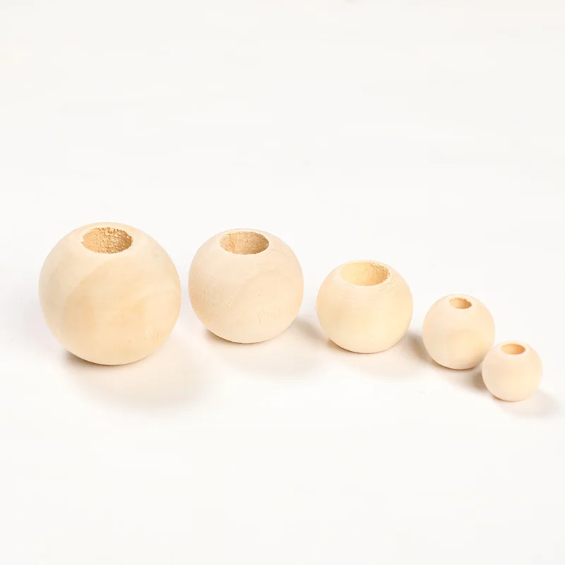 Бусины из натурального дерева с большим отверстием 8-50 мм