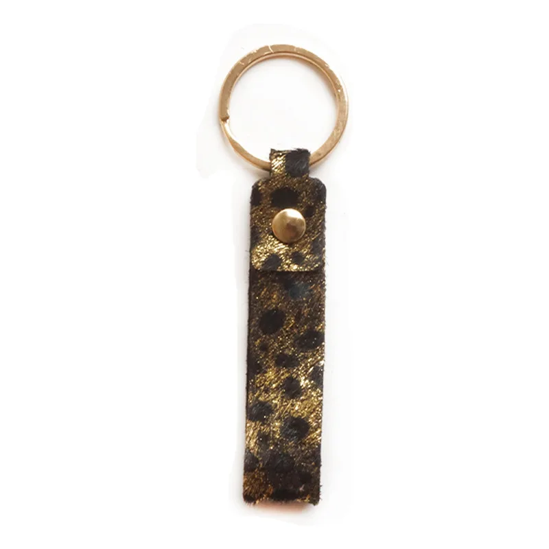 

Personalized Handmade Leopard Genuine Leather Horsehair Key Ring for Women Men Texture Fashion Key Chain Pendant
