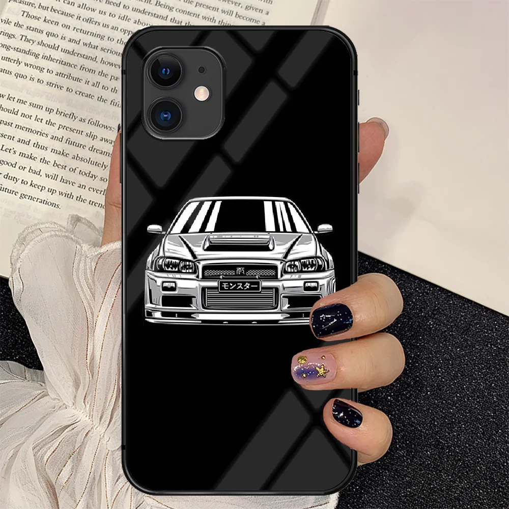 

Japanese Sports Car GTR Phone Tempered Glass Case Cover For IPhone 6 6S 7 8 11 12 X Xr Xs Se 2020 Pro Max Plus Mini Back Cell