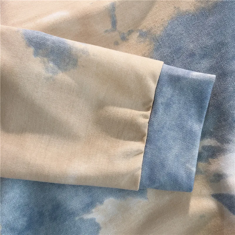 Shellsuning Tie Dye Нижняя футболка весна Harajuku уличная свободная одежда футболка с длинным рукавом Женский мягкий пуловер с круглым вырезом топы