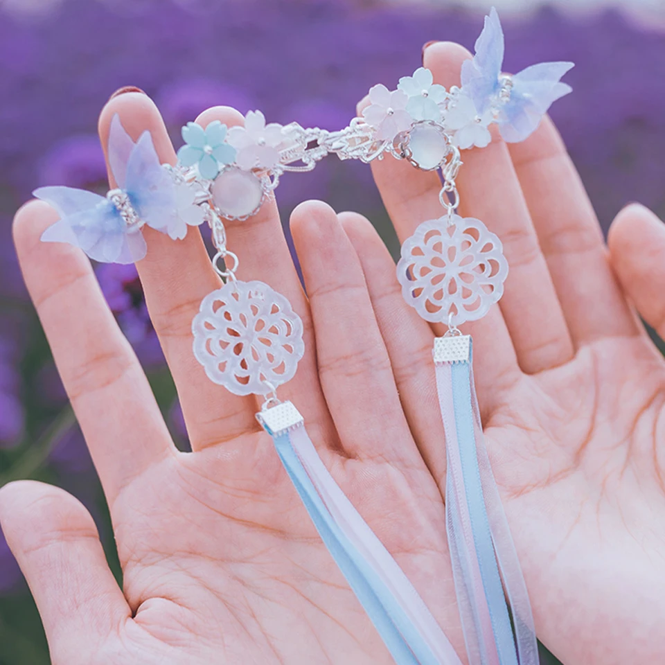 Китайский Hanfu аксессуары древний стиль Бабочка, любовь, цветок палочки для волос ювелирные изделия Фея стиль аксессуары для волос в стиле ханьфу головной убор