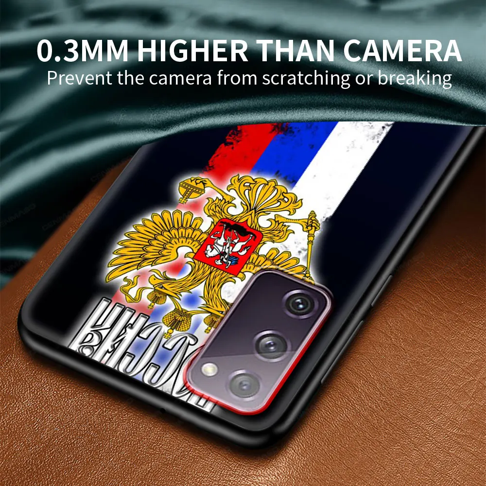 

Phone Case for Samsung Galaxy S20 FE S10 5G Plus S21 Ultra S10e S8 S9 Plus S7 Edge Black Cover Russia Flag national emblem Bear