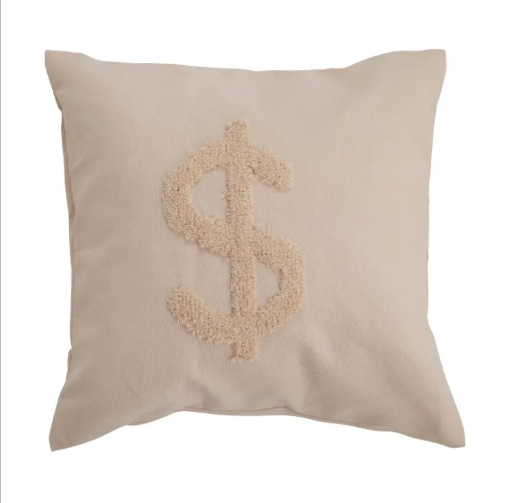 Наволочка для подушки 45x45 см с вышитыми символами ручной работы | Дом и сад