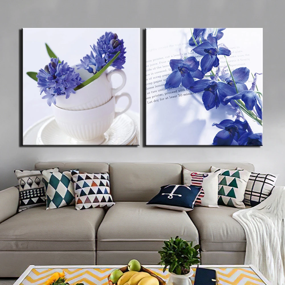 Холст картины настенные художественные постеры рамки 2 шт абстрактные цветочные