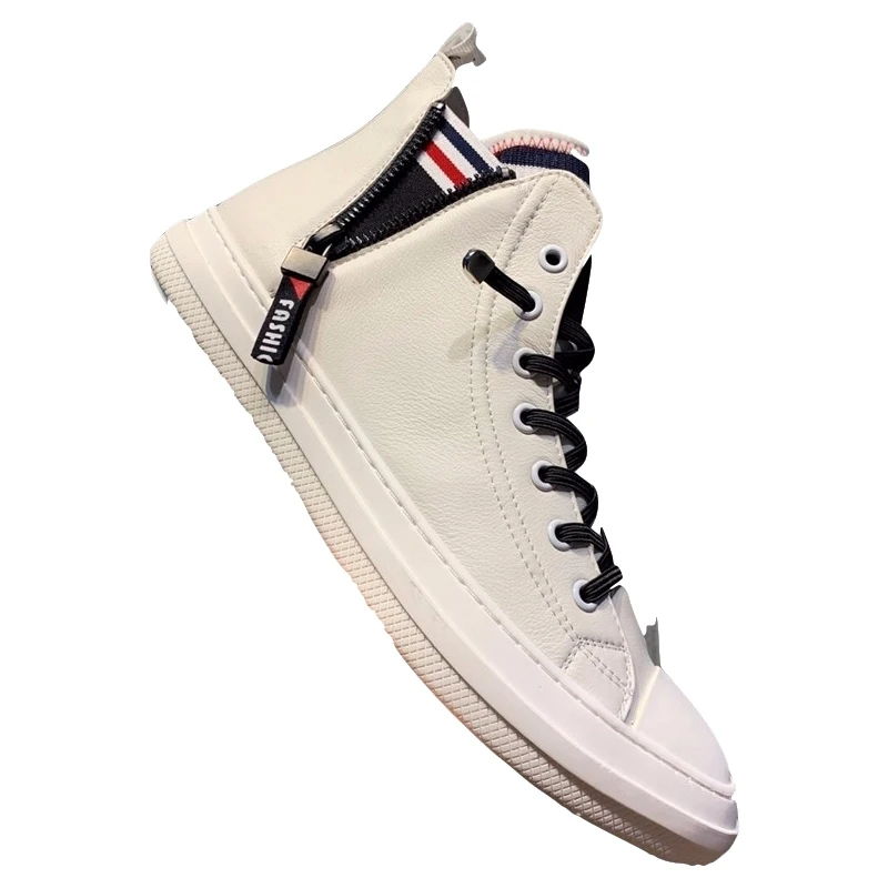 

Skateboard boots men's leather spring and summer brand design comfortable lightweight boots lace-up fashion men's boots