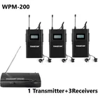 Беспроводная система контроля Takstar WPM-200 UHF, стерео Беспроводная гарнитура, сценические мониторы, 1 передатчик + 3 приемника, 3 наушника-вкладыша