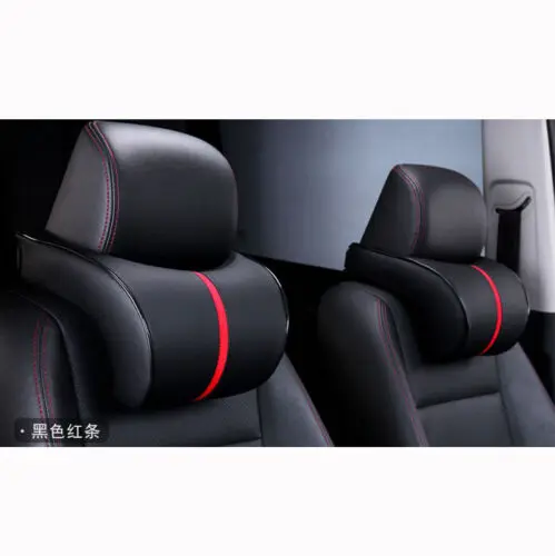 

2x Car Seat Neck Pillow PU Leather Ergonomic Seat Headrest Pad Auto Car Neck Rest Memory Foam Pillows