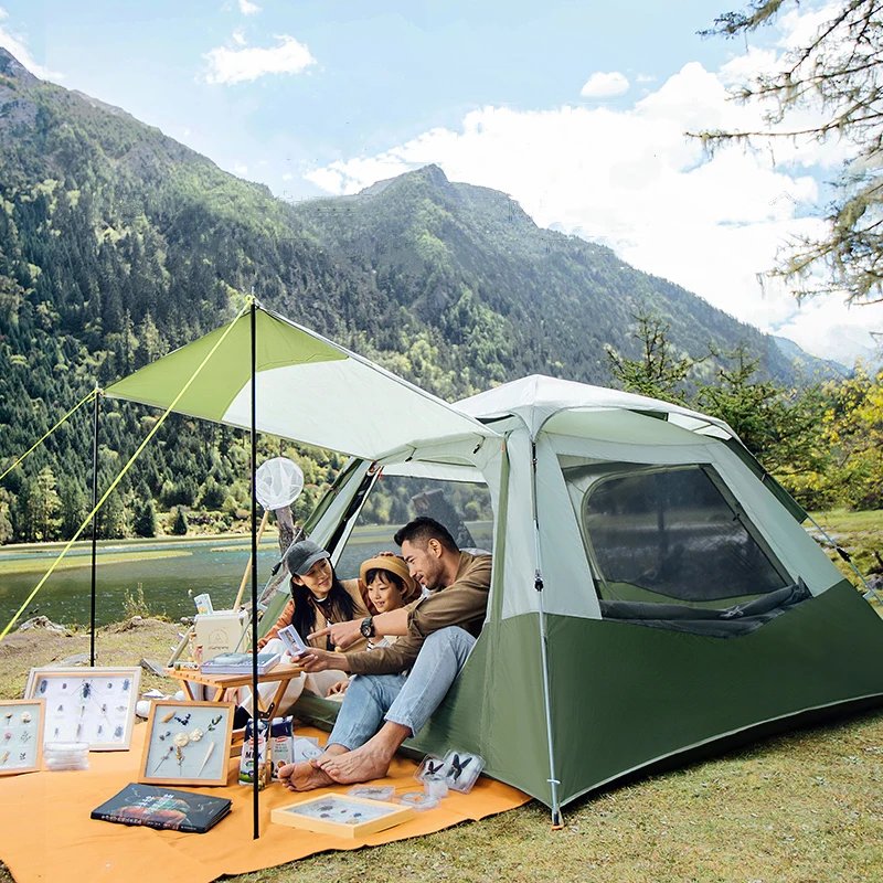 

Полностью автоматическая четырехсторонняя палатка для 3-4 человек, палатка с защитой от солнца, ветрозащитой и стандартным внешним солнцеза...