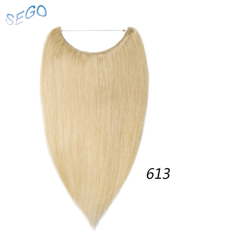 #613 SEGO 1"-24" прямые человеческие волосы для наращивания с изображением пианино и чистого цвета, невидимая проволока, накладные человеческие волосы без Реми - Цвет: #613