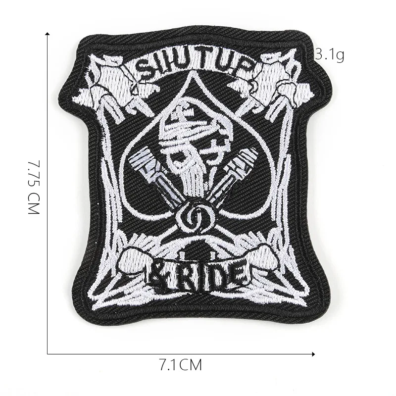 

Skull head bat English alphabet cloth stickers punk clothing embroidered appliqus ironing sewing decorative patch badges