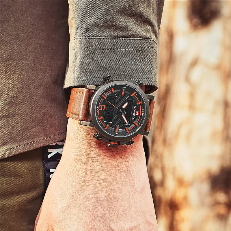 Часы наручные NAVIFORCE Мужские Цифровые брендовые Роскошные армейские спортивные