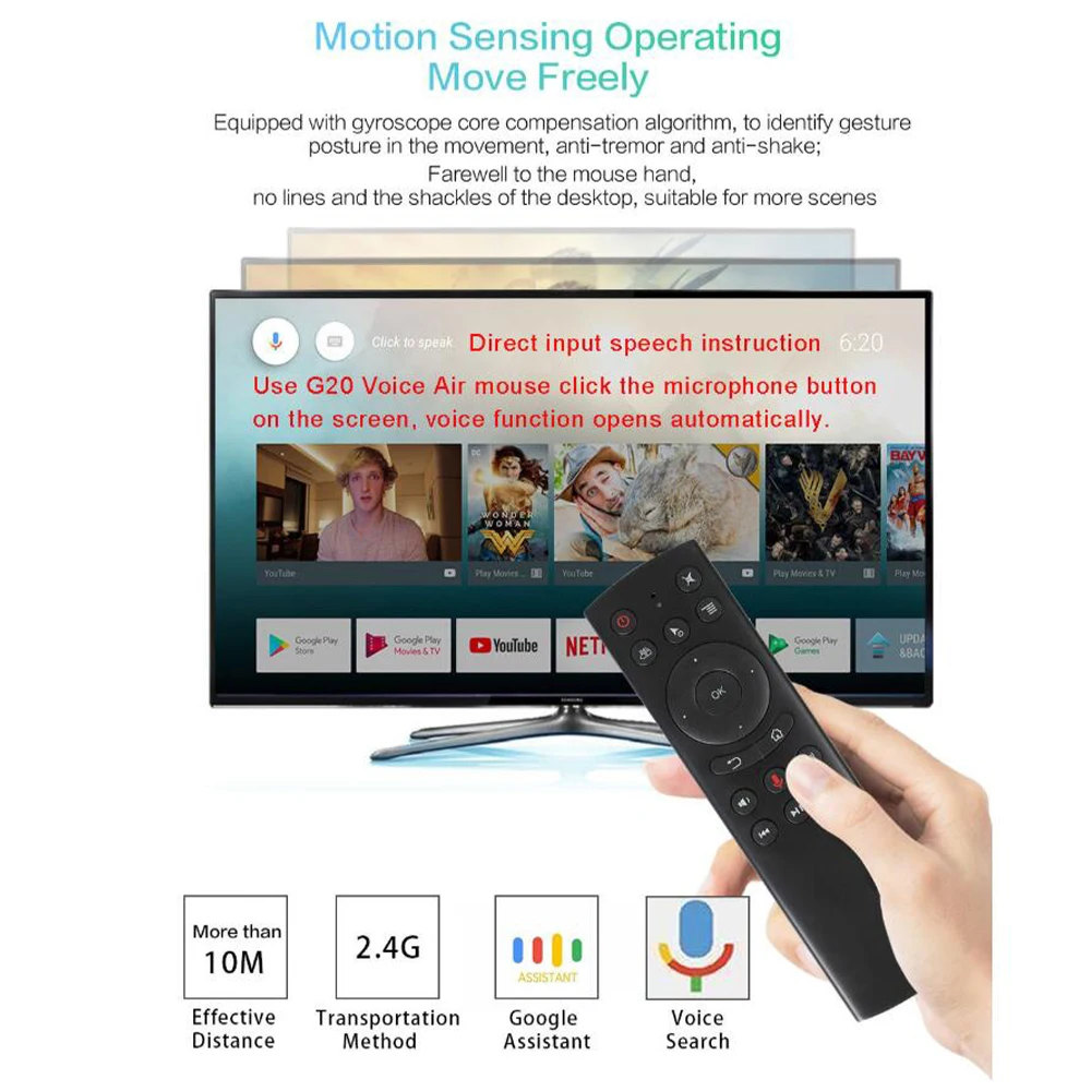 [6 шт.] Android TV Box G20 G20S PRO G20BT Голосовая воздушная мышь Поддержка Googel голосовой поиск и