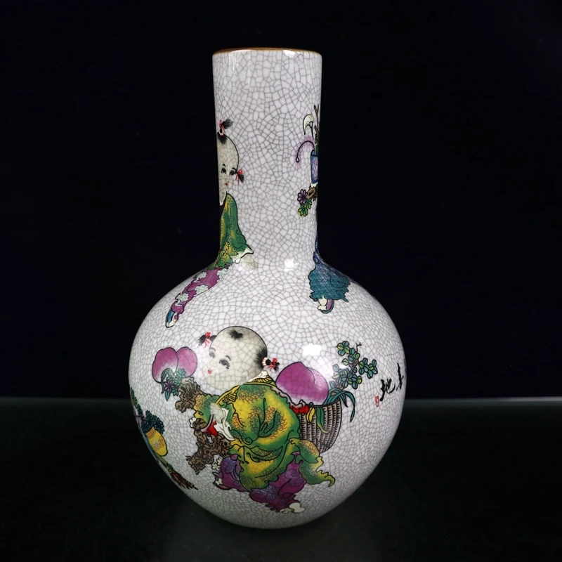 Ранняя коллекция антикварной открытой фамильной розы "Игровой узор с ребенком" бутылка Тяньцюй семейного украшения орнаменты.