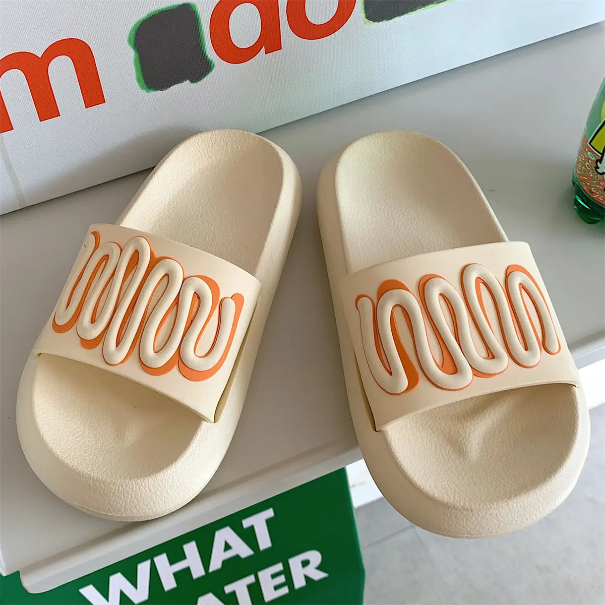 

Home Slippers Thick Platform Bathroom Summer Beach Eva Soft Sole Slide Sandals Leisure Men Ladies Anti-slip Shoes