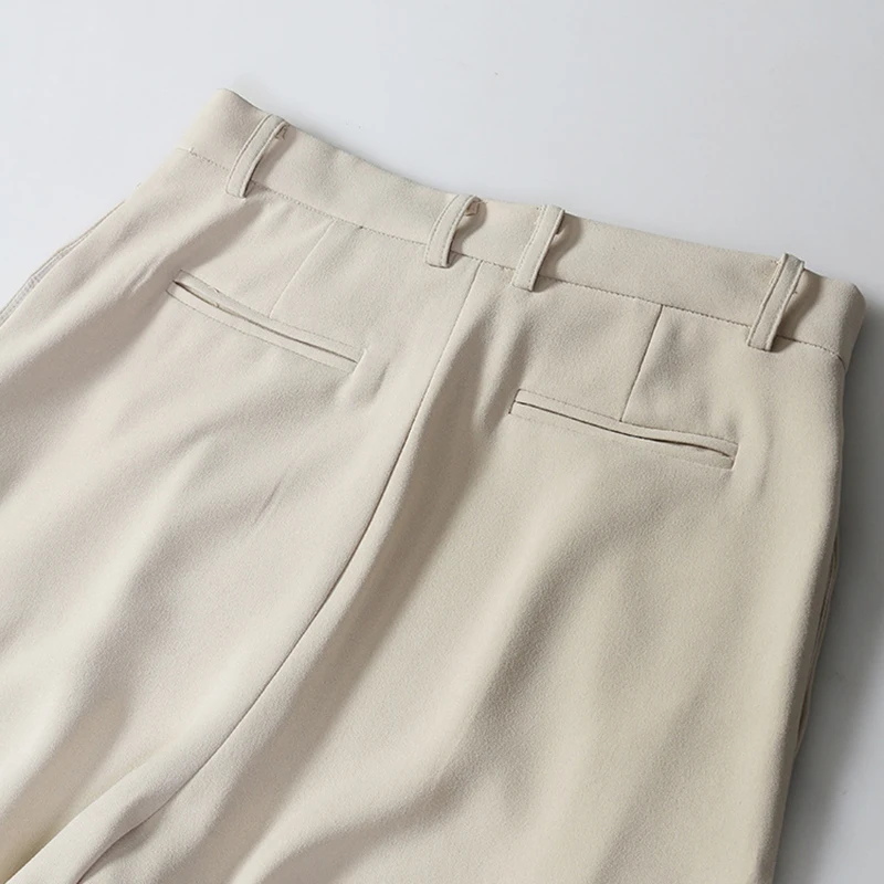 

VGH Apricot Casual Pant For Women High Waist Full Length Minimalist Zipper Pencil Pants Female Summer Fashion Clothing 2021 New