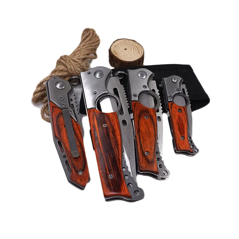 Складной нож для охоты выживания лезвие из нержавеющей стали деревянная ручка