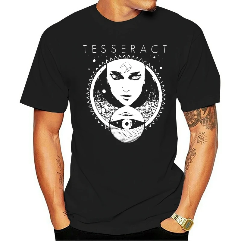 

Top Tee 100% Cotton Humor Men Crewneck Tee Shirts Tesseract Men's Face T-shirt Black Rockabilia